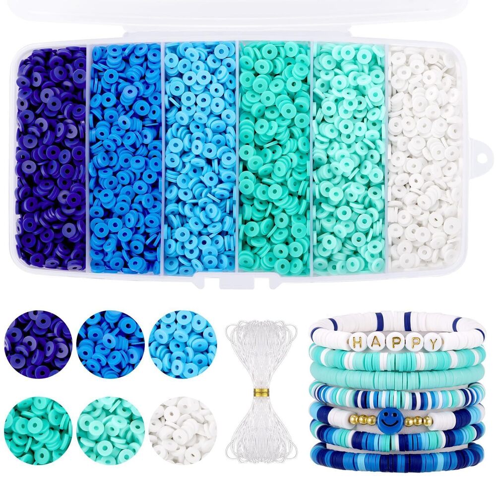 8323 61000pcs+ 2mm Seed Beads for Jewelry Making and 6000pcs Blue Clay